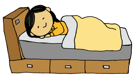 ベッドに寝る女性